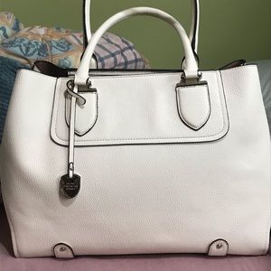 white faux leather bag